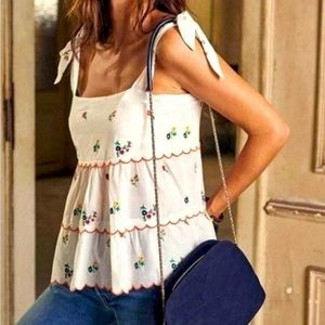 SEZANE WHITE SONIA EMBROIDERED TOP SIZE FR 38/ US 6